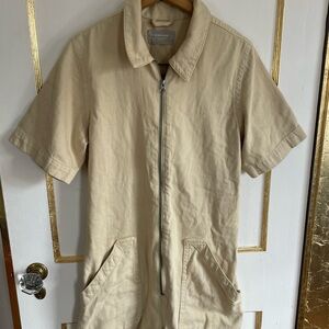 Everlane Tan Short Sleeve Jumpsuit